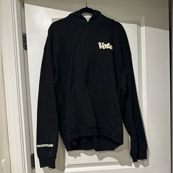 Talentless Women's Heavyweight Hoodie - Vote - Pitch Black - Picture 3 of 7